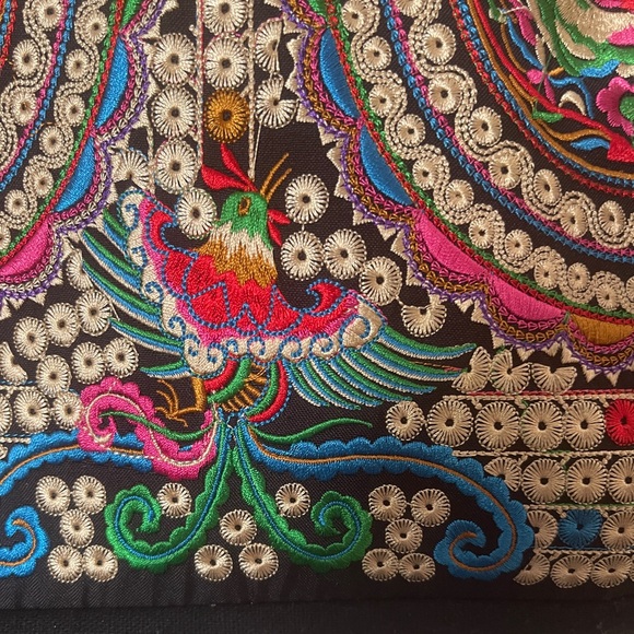 Embroidered Bohemian Handbag Purse Tote bag  with Quetzal‎ Birds - Picture 5 of 8